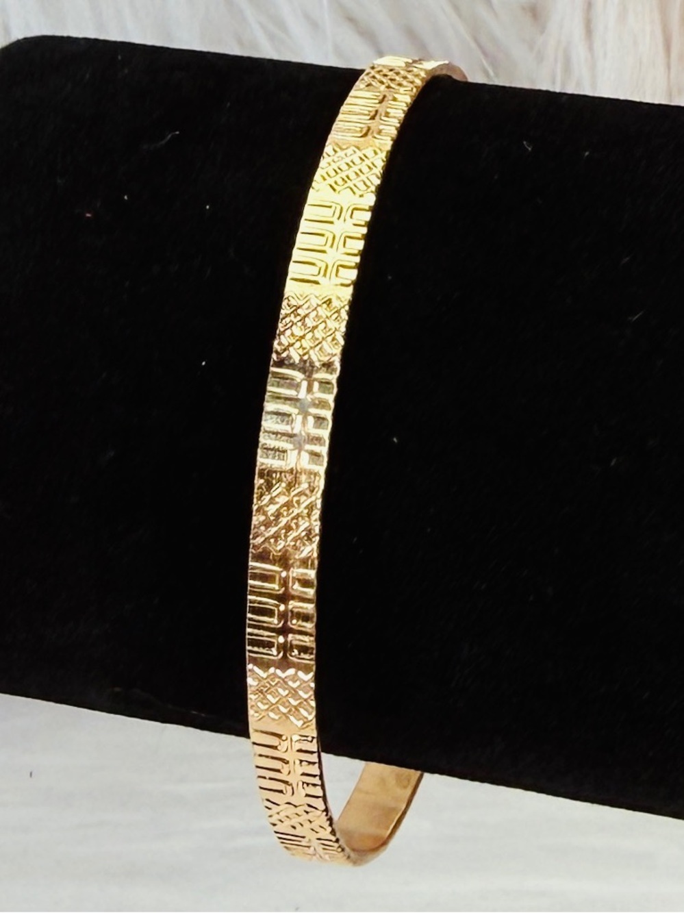 Elegant Goldtone Textured Bangle Bracelet
